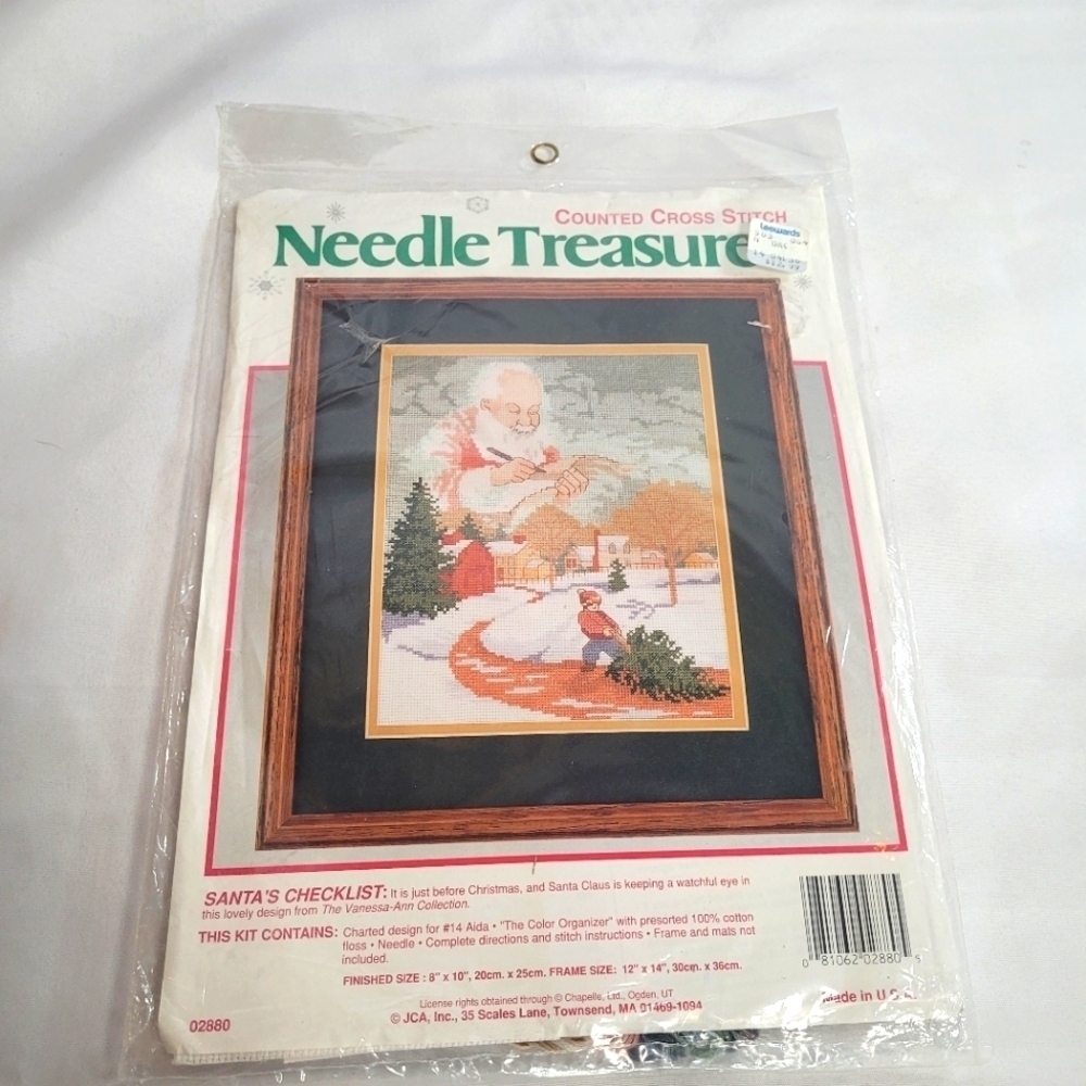 VTG NIP Cross Stitch Kit Santas Checklist Needle Treasures